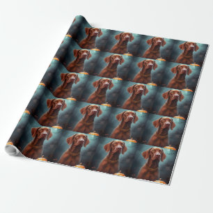 Papel De Regalo Vizsla de Halloween con calabazas aterradoras