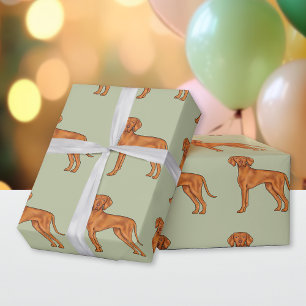 Papel De Regalo Vizsla húngara lindo puntero patrón perro verde
