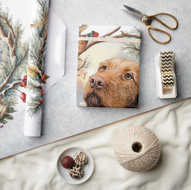 Papel De Regalo Vizsla Navidad  (Artesanía)