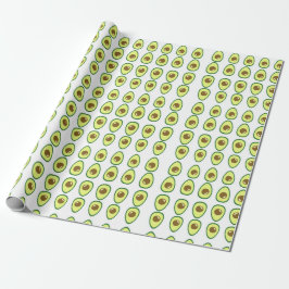 Papel De Regalo Vocado verde rebanado sobre blanco