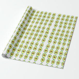 Papel De Regalo Vocado verde rebanado sobre blanco