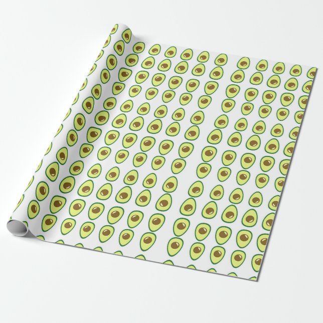 Papel De Regalo Vocado verde rebanado sobre blanco (Desenrollado)