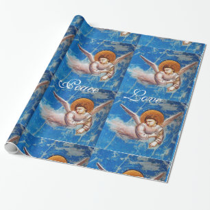 PAPEL DE REGALO VOLANDO ÁNGEL EN NAVIDADES AZULES DISFRUTAN DEL AM