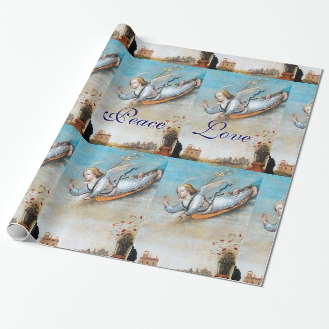 PAPEL DE REGALO VOLANDO ANUNCIACIÓN NAVIDADES ANGEL DISFRUTAN DEL  (Desenrollado)