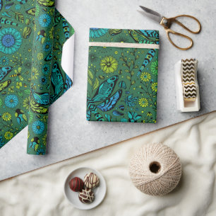 Papel De Regalo Volar, volar libélula sobre verde esmeralda