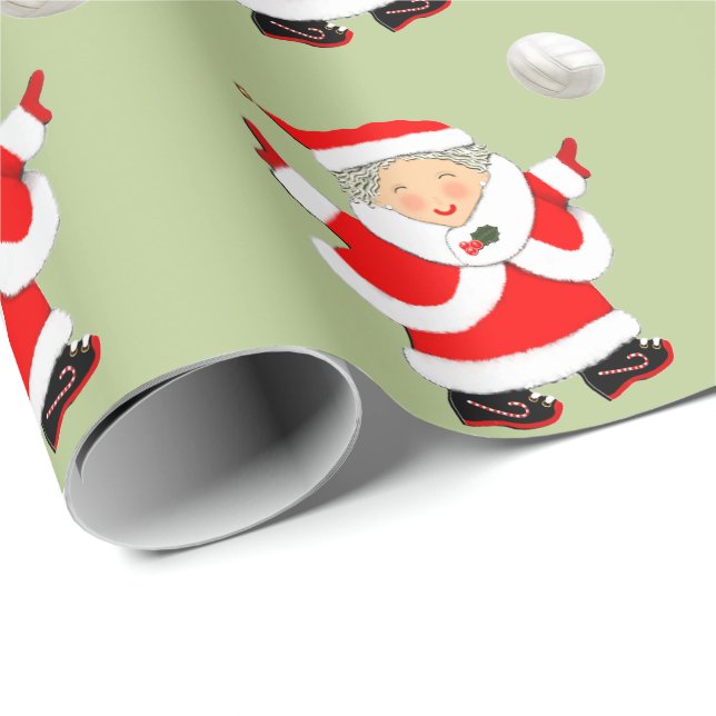 Papel De Regalo Voleibol Femenino Navidad (Esquina del rollo)