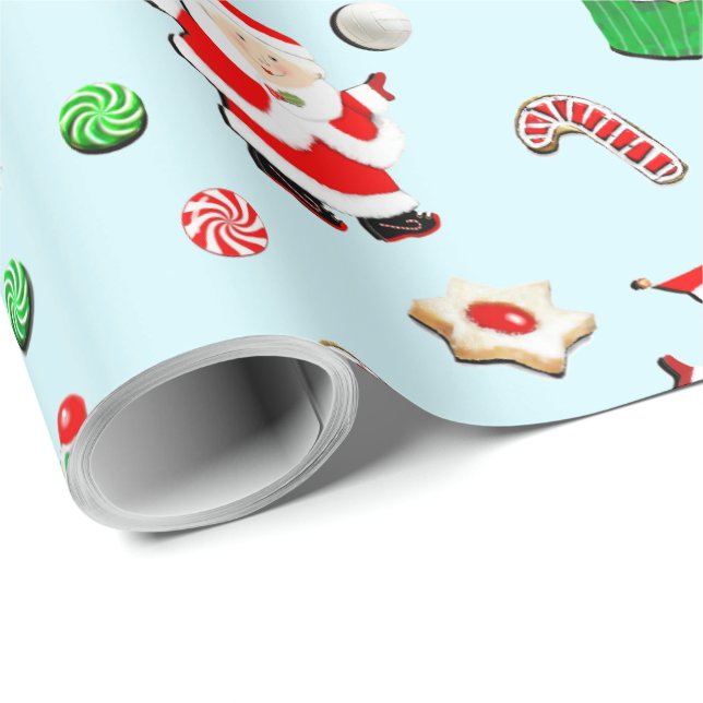 Papel De Regalo Voleibol Femenino Navidad Holiday (Esquina del rollo)