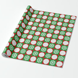 Papel De Regalo Voleibol navidad y copo de nieve rojo y verde