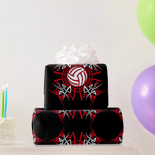 Papel De Regalo Voleibol tribal Mandala Deportes rojos y negros