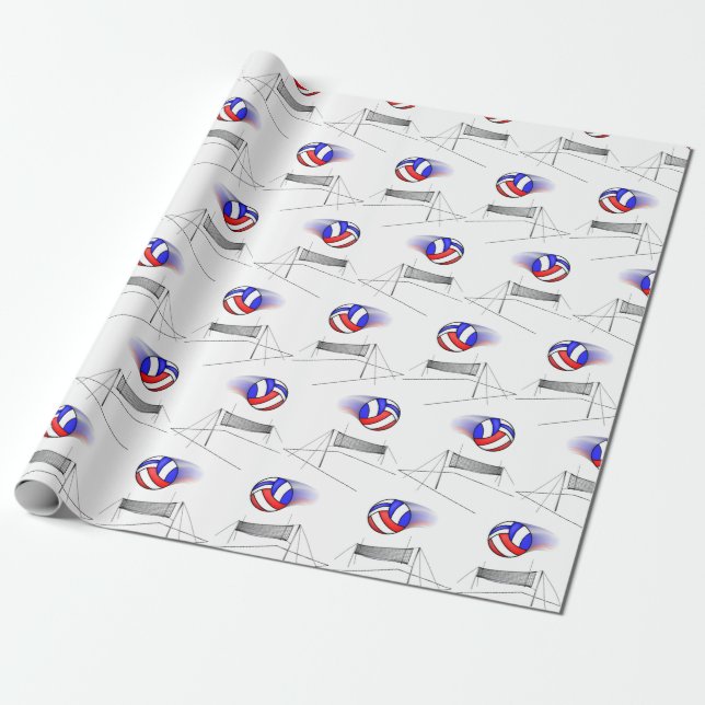 Papel De Regalo Voleibol vuela por la red (Desenrollado)