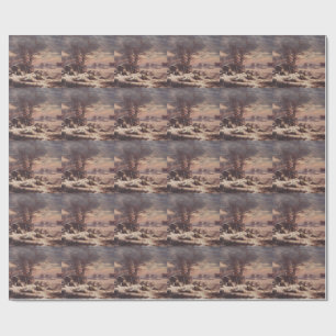 Papel De Regalo Vordingborg en Invierno por J.C. Dahl Arte Fino