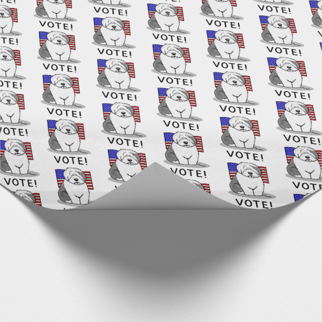 Papel De Regalo ¡Votar! El viejo perro pastor inglés Gray 1 Cuelme (Esquina)