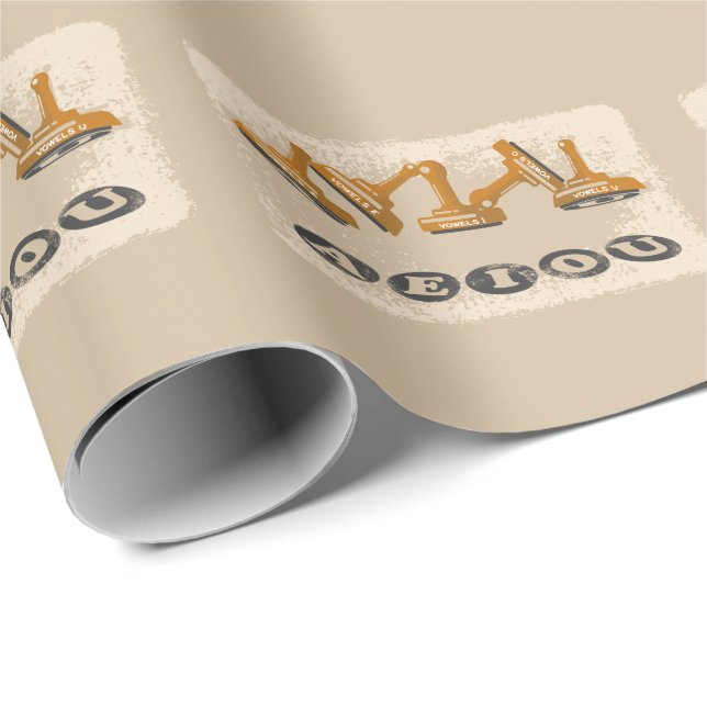 Papel De Regalo Vowels AEIOU Inglés (Esquina del rollo)