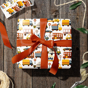 Papel De Regalo ¡Vroom! ¡Vroom! Chico de patrón de coche y transpo