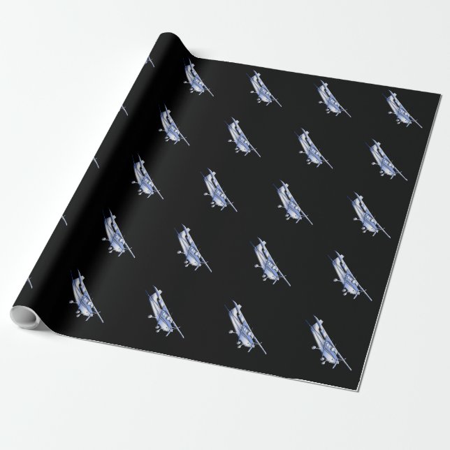 Papel De Regalo Vuelo clásico de la silueta de Cessna de los (Desenrollado)