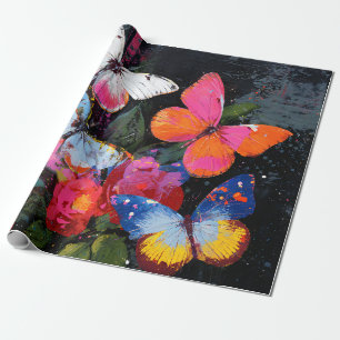 Papel De Regalo Vuelo de Mariposa Abstracto Vibrante (10)