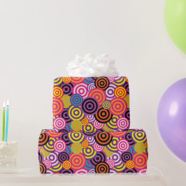 Papel De Regalo Vuelta En Círculos Coloridos Felices Cumpleaños