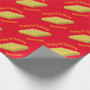 Papel De Regalo Waffle Cute Breakfast Brunch Niños 1er cumpleaño