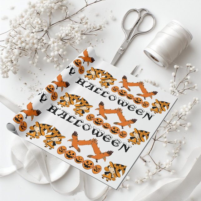 Papel De Regalo Wandering Witch Spooky Jack O Lanterns Halloween (Wandering Witch Spooky Jack O Lanterns Halloween Wrapping Paper)
