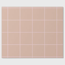 Papel De Regalo Warm Beige Grid Pattern Minimal Soft Check Design