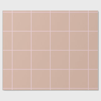 Papel De Regalo Warm Beige Grid Pattern Minimal Soft Check Design