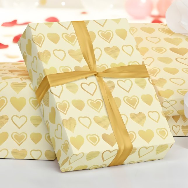 Papel De Regalo Warm Cream Minimal Hearts Valentine Gift (Subido por el creador)