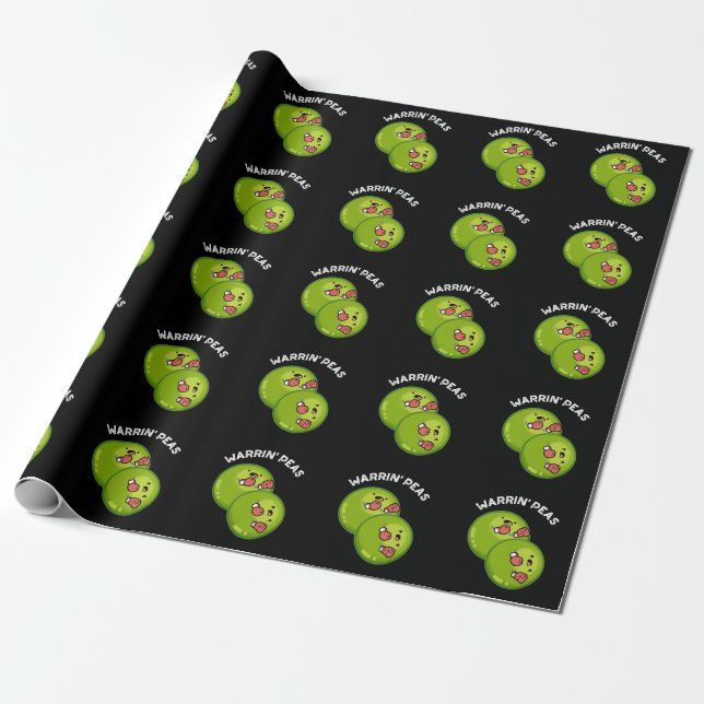 Papel De Regalo Warrin Peace Funny Pea Pun Dark BG (Desenrollado)