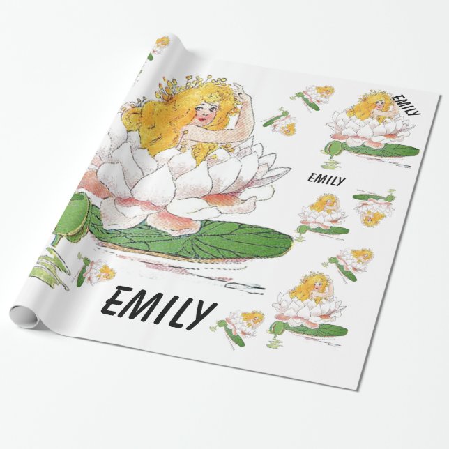 Papel De Regalo Water Lily Cute Flor Child Floral Chica de hadas (Desenrollado)