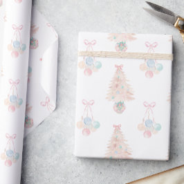 Papel De Regalo Watercolor Árbol de Navidad Rosa Grandmillenne