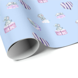 Papel De Regalo Watercolor Baby Elephant Baby Shower Gift Wrap