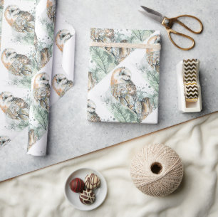 Papel De Regalo Watercolor Barn Owl Bird Naturaleza Wildlife Art