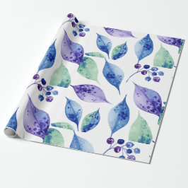 Papel De Regalo Watercolor blue leaves