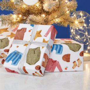 Papel De Regalo Watercolor Boho Recién Nacido Ropa de Bebé Baby