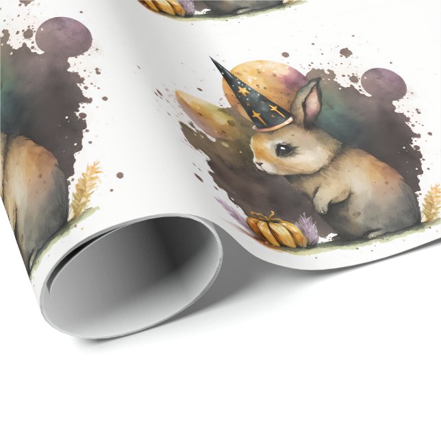 Papel De Regalo Watercolor Bunny Halloween (Esquina del rollo)