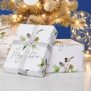 Papel De Regalo Watercolor Chickadee Bird Naturaleza Art