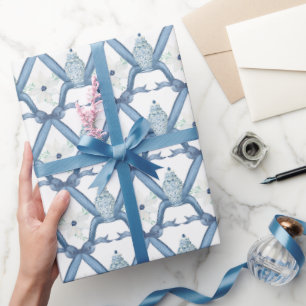 Papel De Regalo Watercolor Chinoiserie Blue Floral Ginger Jings