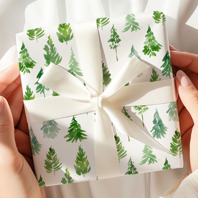Papel De Regalo Watercolor Christmas Pine Tree (Subido por el creador)