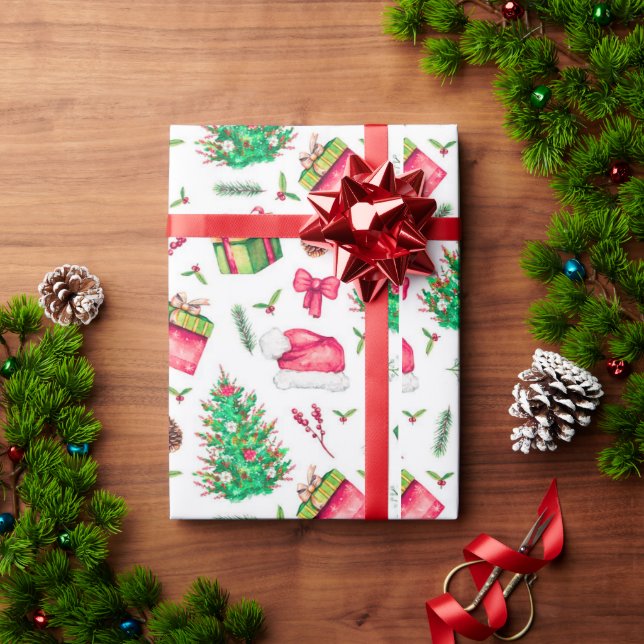 Papel De Regalo Watercolor Christmas Wrapping Paper (Regalo de vacaciones)