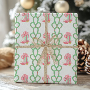 Papel De Regalo Watercolor Country Navidades Cowboy Boots