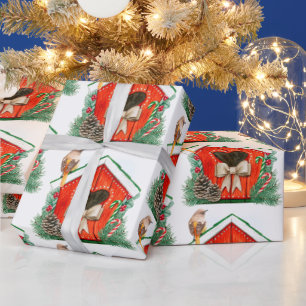 Papel De Regalo Watercolor Cute Bird House Birds art