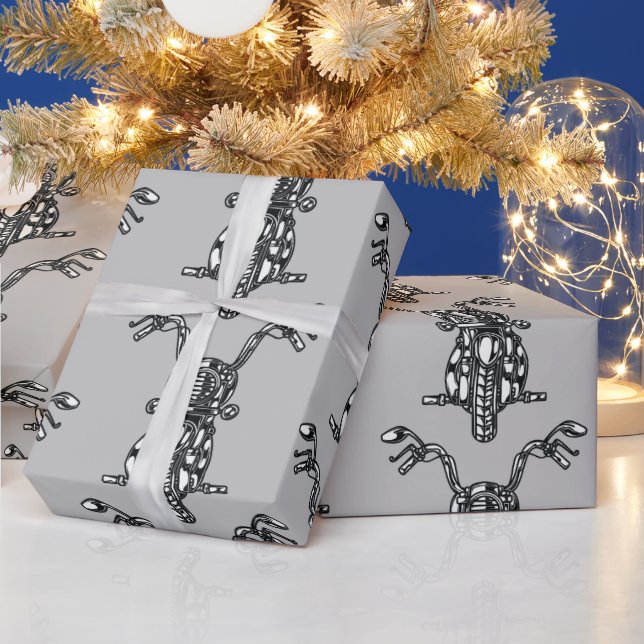 Papel De Regalo Watercolor Cycle Biker Motorcycle Art (Vacaciones)