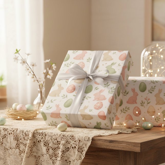Papel De Regalo Watercolor Easter Bunny and Pastel Eggs (Watercolor Easter Bunny and Pastel Eggs Wrapping Paper)