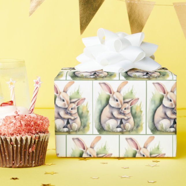 Papel De Regalo Watercolor Easter Bunny Love (Fiesta de cumpleaños )
