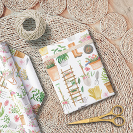 Papel De Regalo Watercolor Floral Gardening Tools Garden