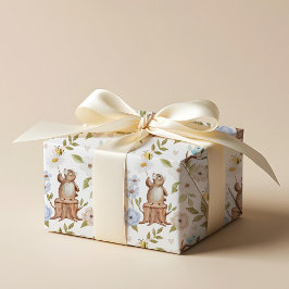 Papel De Regalo Watercolor Floral Woodland Forest Knitus Bear