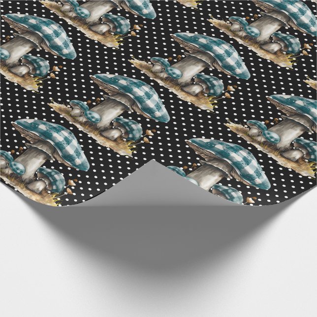 Papel De Regalo Watercolor Gingham Mushroom Garden (Esquina)