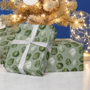 Papel De Regalo Watercolor Green Dots Modern Navidades