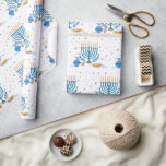 Papel De Regalo Watercolor Hanukkah Holiday<br><div class="desc">Una escena de Hanukkah con una menorah,  sufganiyot (buñuelos),  dreidels y ramas de olivo se representa con un efecto acuarela en este envoltorio de Chanukah. Ideal para envolver todos los regalos de Hanukkah esta temporada. Disponible con productos a juego.</div>