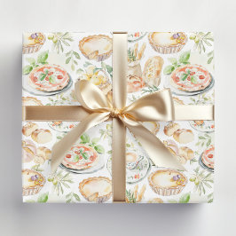 Papel De Regalo Watercolor Mediterranean Food Pattern