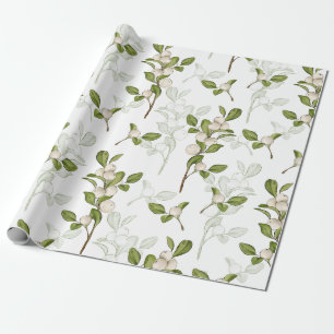 Papel De Regalo Watercolor Mistletoe Planta De Invierno De Agua Pa